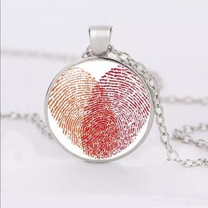 Thumbprint Heart ❤️ Glass/Tibetan Silver Necklace